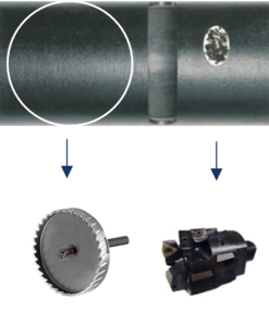 Technische Zeichnung und Funktionsweise der T-Valve Anbohr-Armatur.